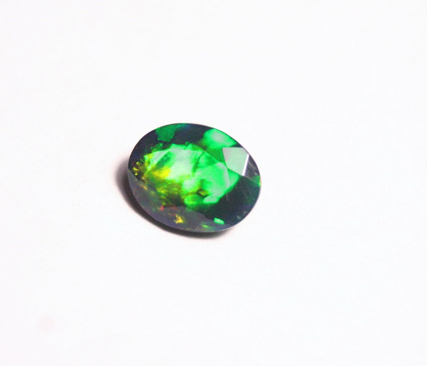 1.38ct Faceted Black Natural Welo Opal Stunning Neon Rainbow Flash AAA Jelly Opal