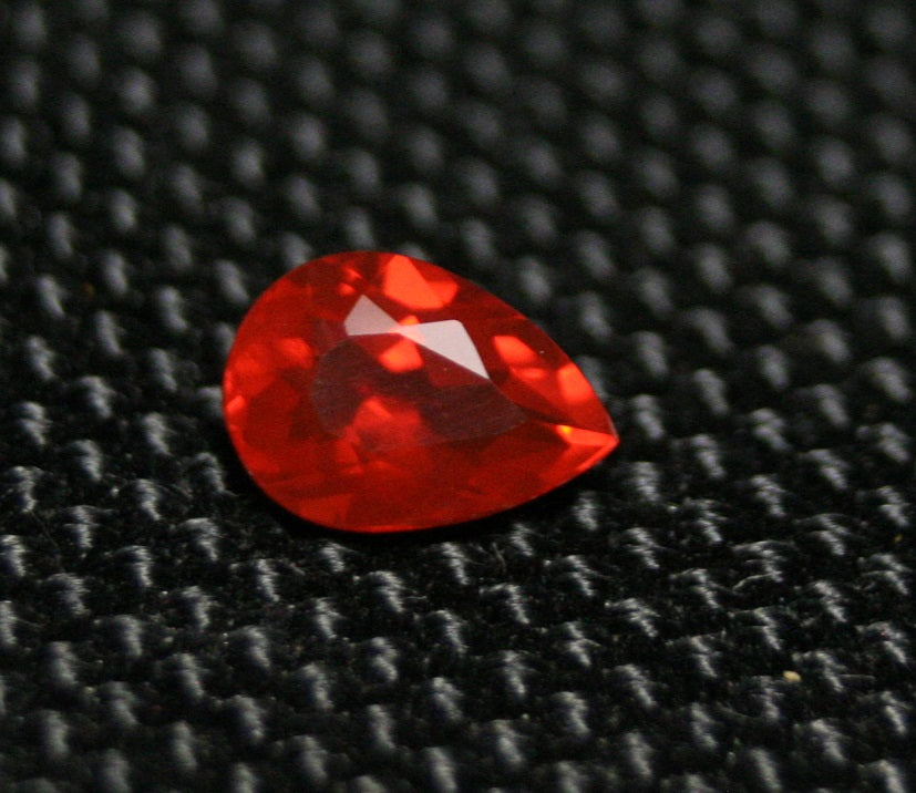 Faceted Orange Mexican Fire Opal Pear Cut 0.72ct Natural Rich Opalescent Opal 8x5.5mm