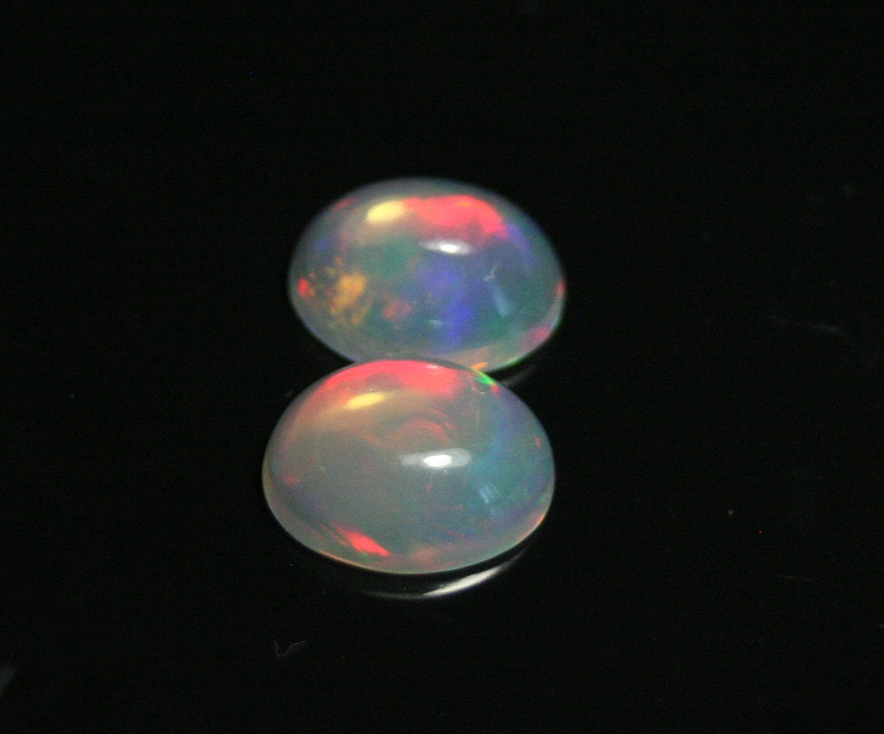 2ct Welo Crystal Opal Cabochon - Rainbow Oval Pair AAA Jelly Opal 8x6mm