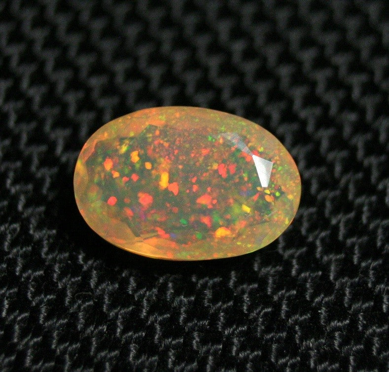 2ct Faceted Welo Opal Rainbow Confetti Oval AAA Natural Crystal Honey Opal 11x8mm - See Video