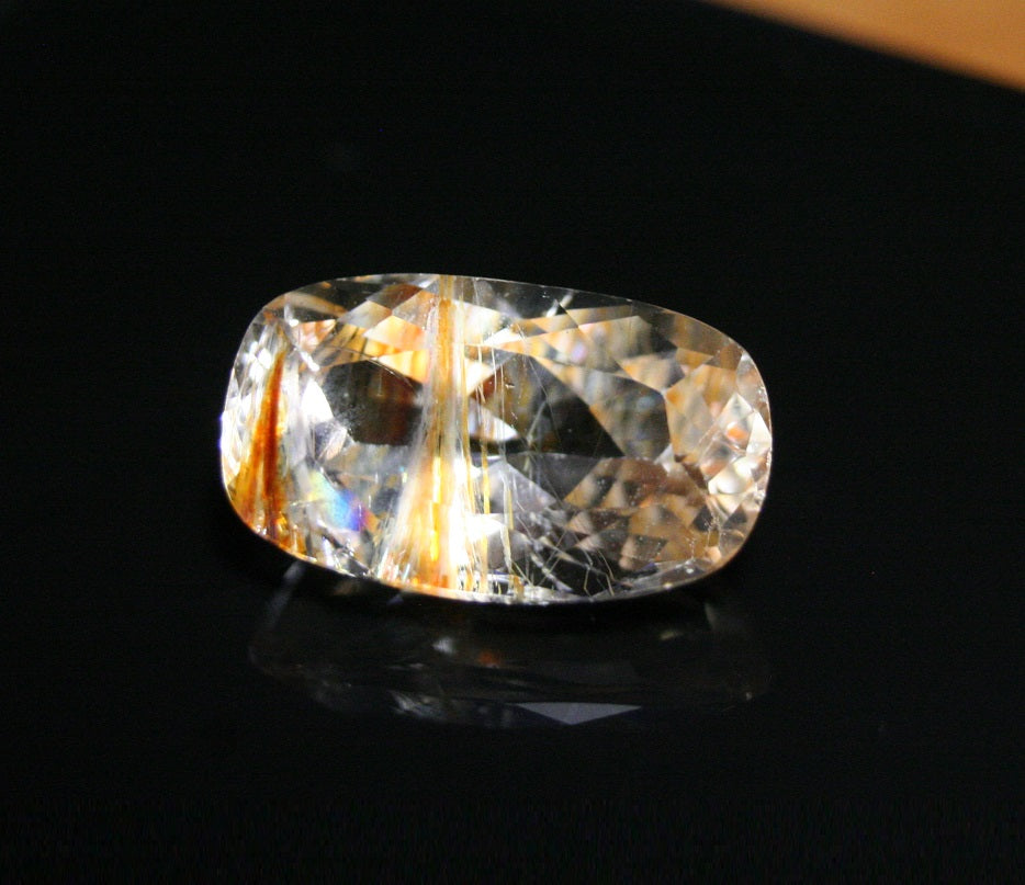 8.3ct Faceted Topaz With Golden Limonite Inclusions Rare Gem - Myanmar