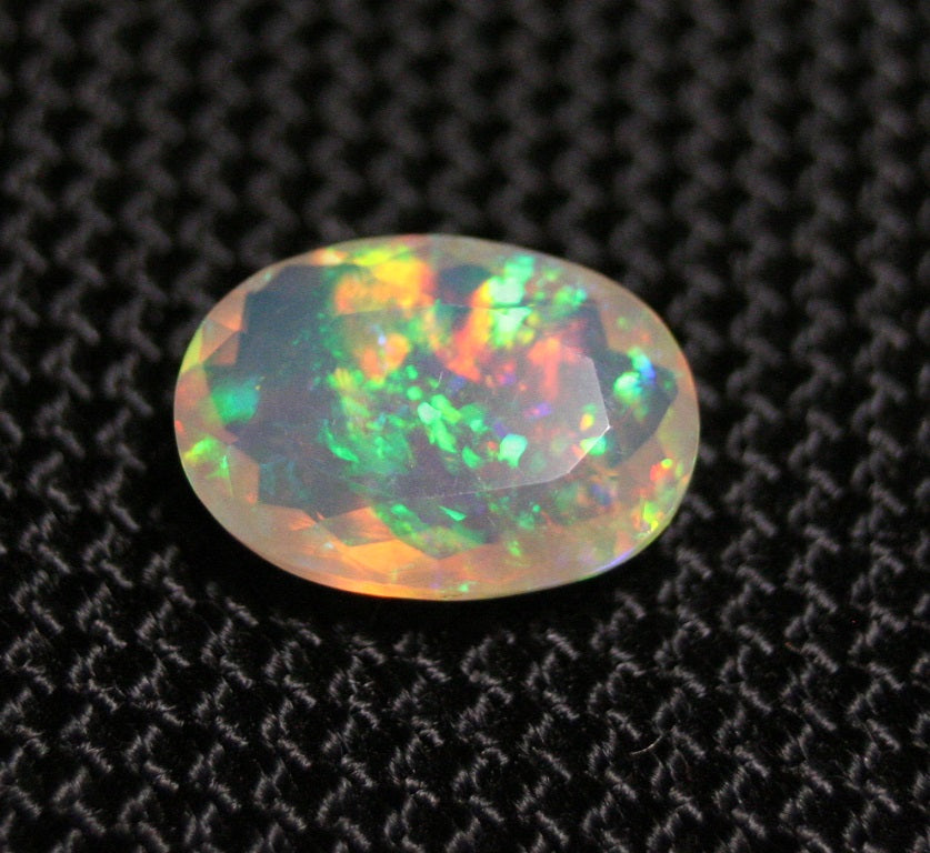 2.26ct Faceted Welo Opal Rainbow Blaze AAA Natural Crystal Jelly Opal 12x9mm - See Video