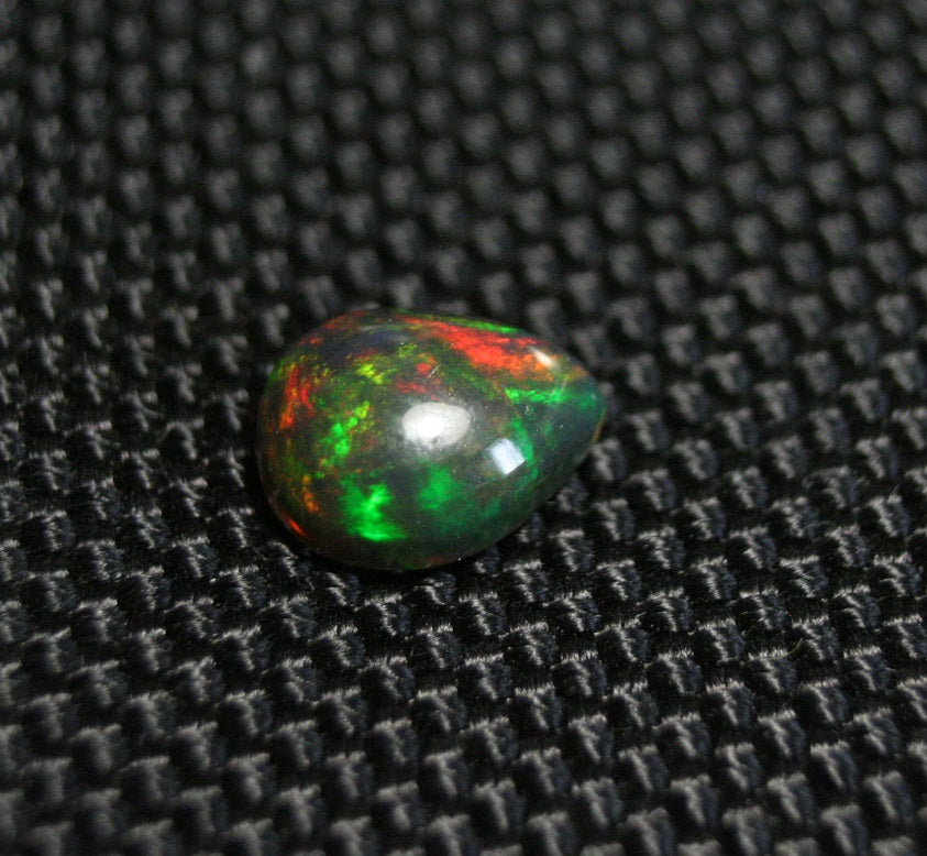 1.66ct Black Welo Opal Cabochon Stunning Rainbow Flash Pear AAA Natural Ethiopian Opal 10x8mm