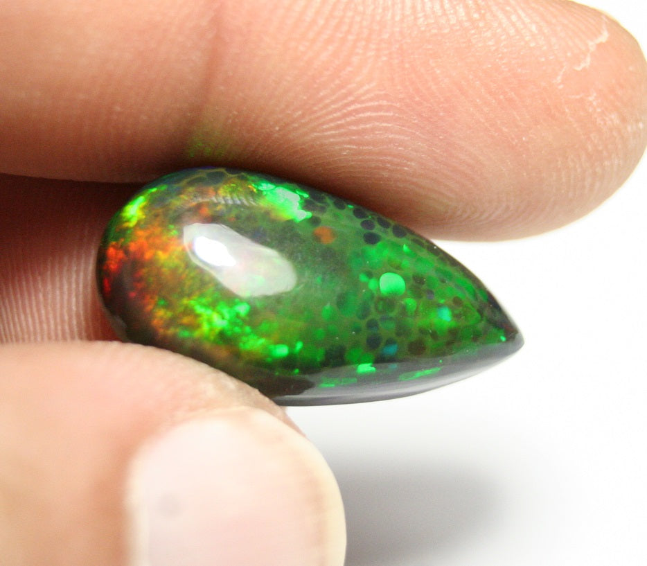 12.7ct Welo Black Opal Cabochon Honeycomb Blaze AAA Natural Opal Ethiopia Video