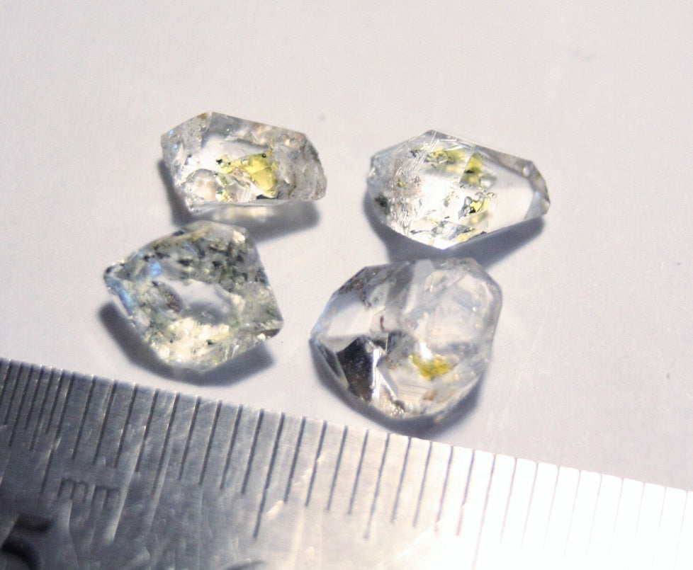 6.55ct Rare Fluorescent Petroleum Enhydro Oil Diamond Quartz Crystal 4pc Lot