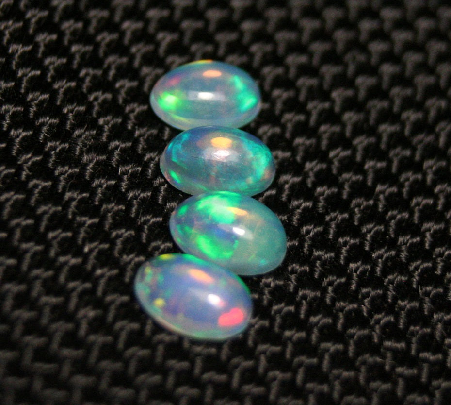 1.08ct Welo Crystal Opal Cabochon 4pc Lot - Rainbow Ovals AAA Jelly Opal 6x4mm