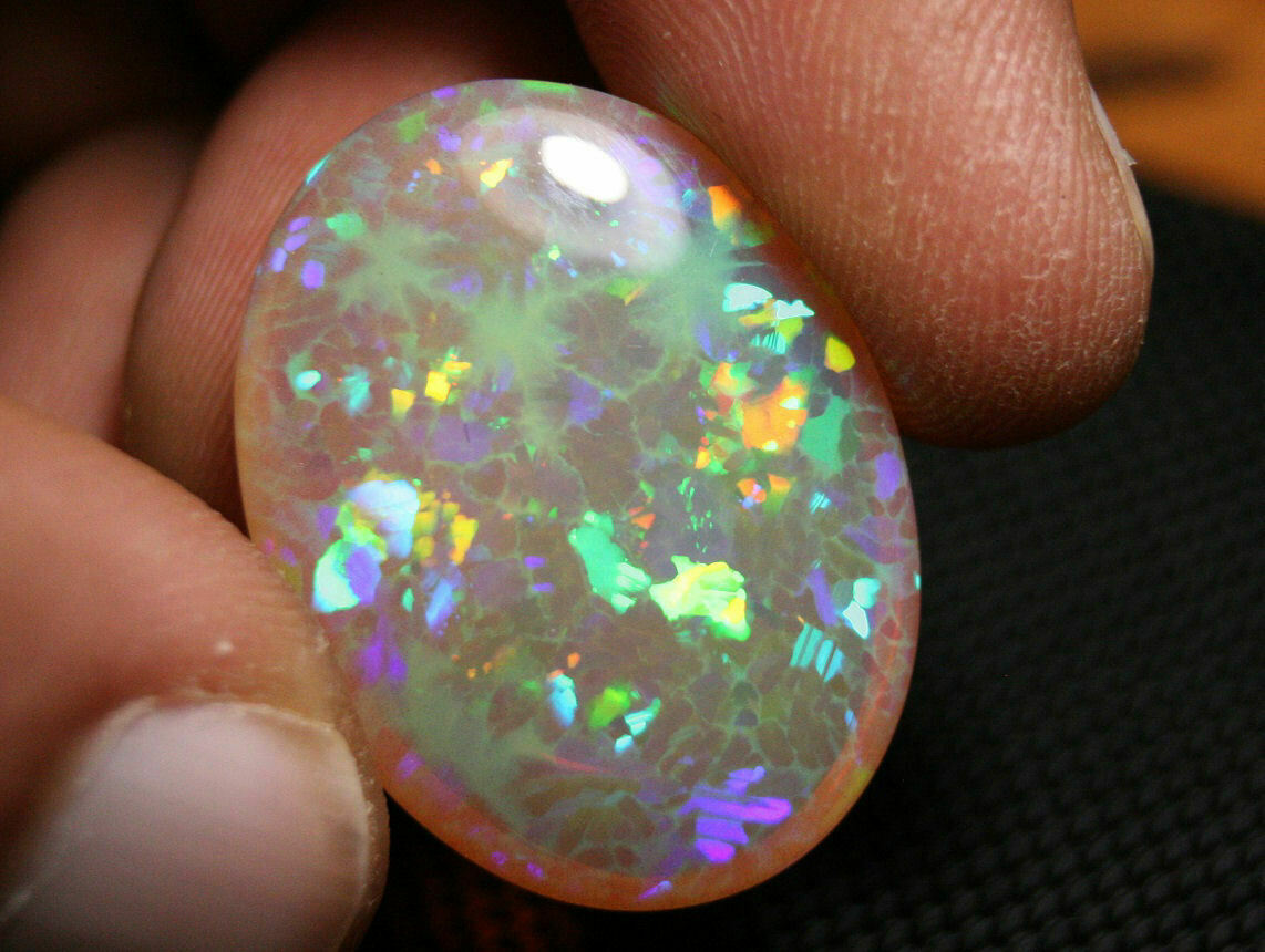 Welo Honey Opal Cabochon 32ct Psychedelic Blaze Natural Opal Ethiopia See Video