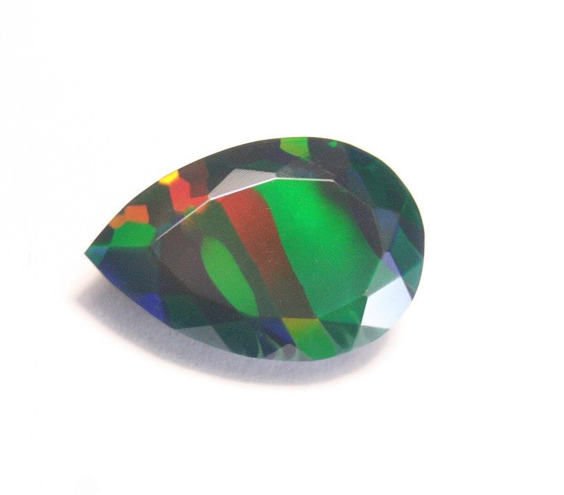 7.3ct Faceted Black Welo Opal Rainbow Zebra Stripes AAA Natural Ethiopian Opal