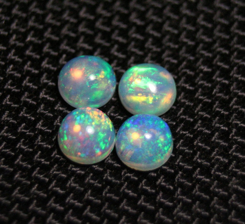 Welo Crystal Opal Round 5x5mm Cabochons 4pc Lot 1.58ct AAA Jelly Opal