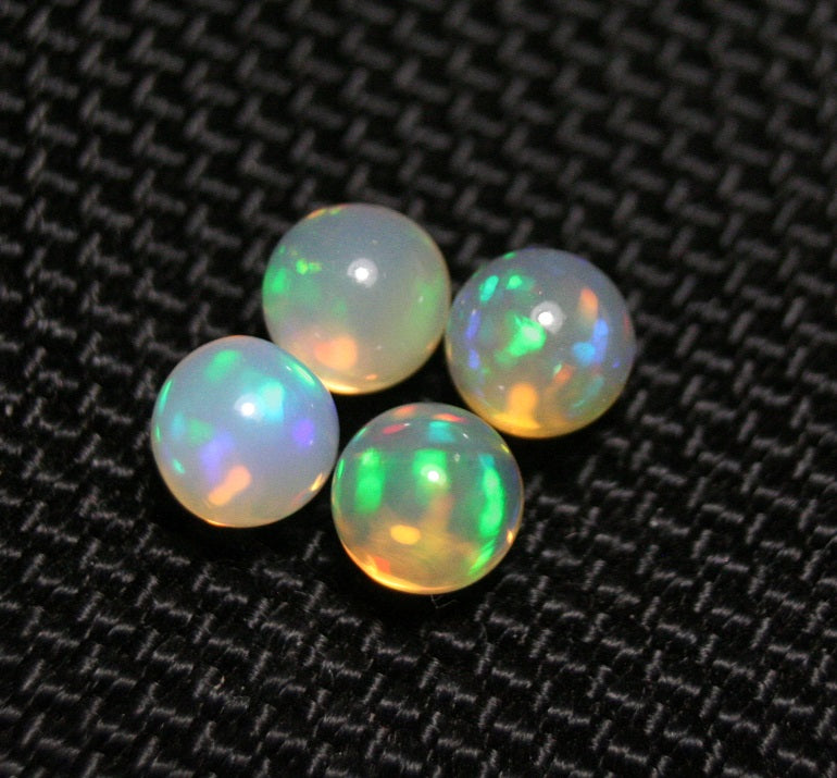 Welo Opal Crystal Ball 4pc Lot 2.7ct Neon Spheres Natural Ethiopian Opal 5x5mm