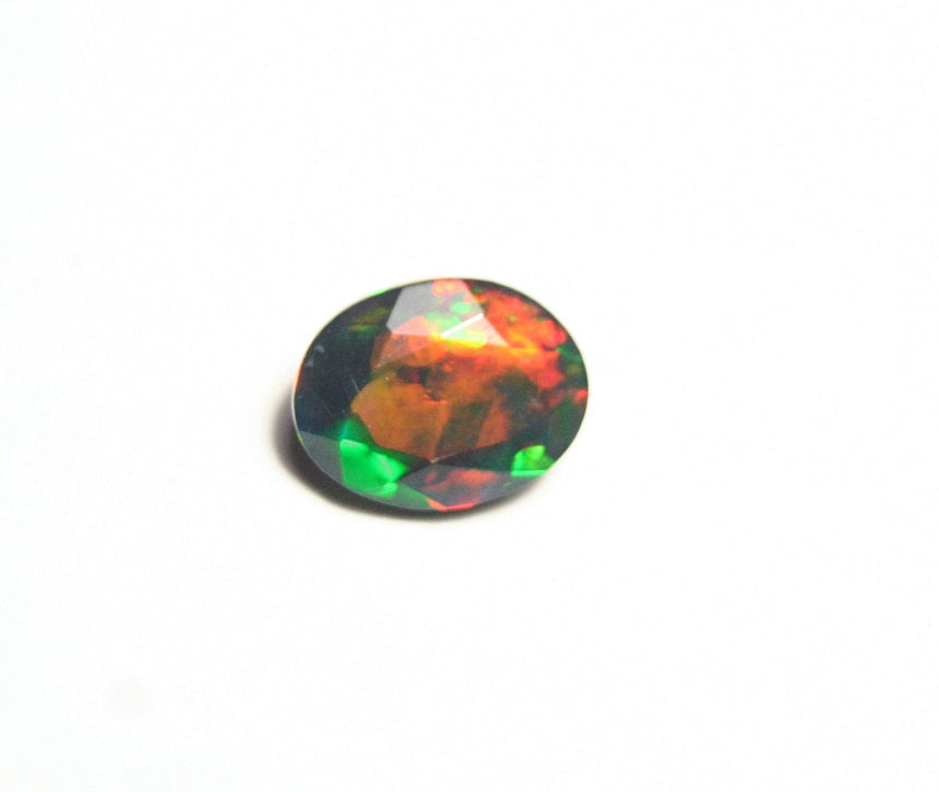 1.38ct Faceted Black Natural Welo Opal Stunning Neon Rainbow Flash AAA Jelly Opal