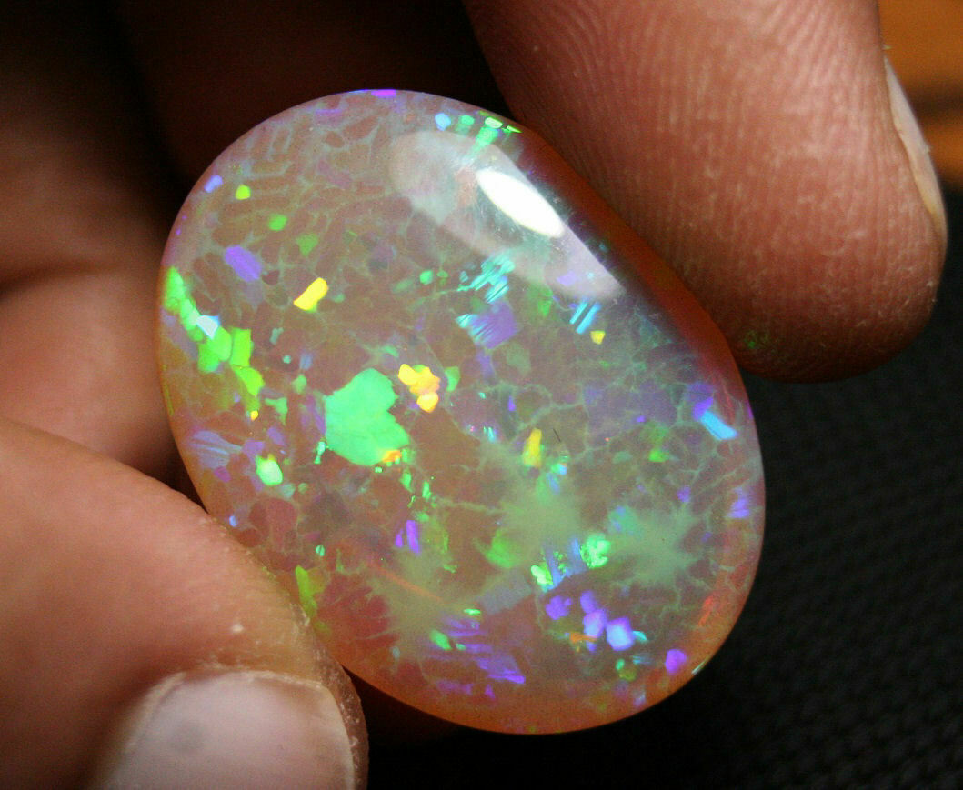 Welo Honey Opal Cabochon 32ct Psychedelic Blaze Natural Opal Ethiopia See Video