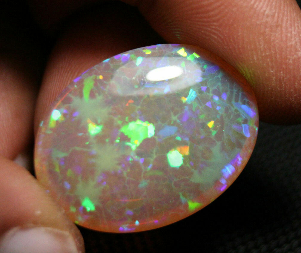 Welo Honey Opal Cabochon 32ct Psychedelic Blaze Natural Opal Ethiopia See Video