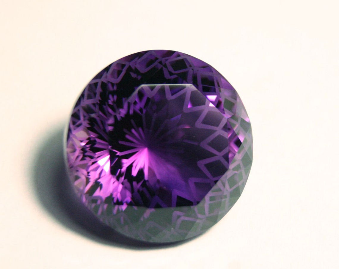 46ct Zambian Amethyst - Unique Precision Fantasy Cut Gem - See Video