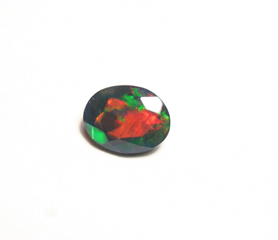 1.38ct Faceted Black Natural Welo Opal Stunning Neon Rainbow Flash AAA Jelly Opal