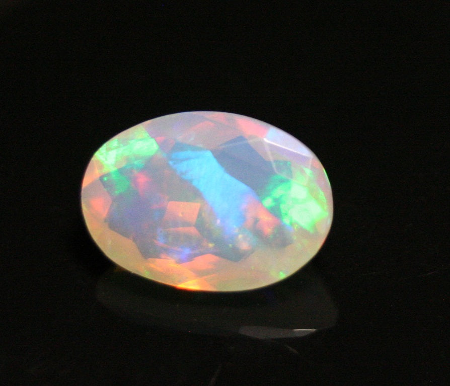 Faceted Welo Opal 1.8ct Neon Stripes AAA Natural Crystal Jelly Opal 11x8mm - See Video