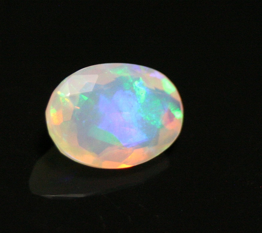 Faceted Welo Opal 1.8ct Neon Stripes AAA Natural Crystal Jelly Opal 11x8mm - See Video