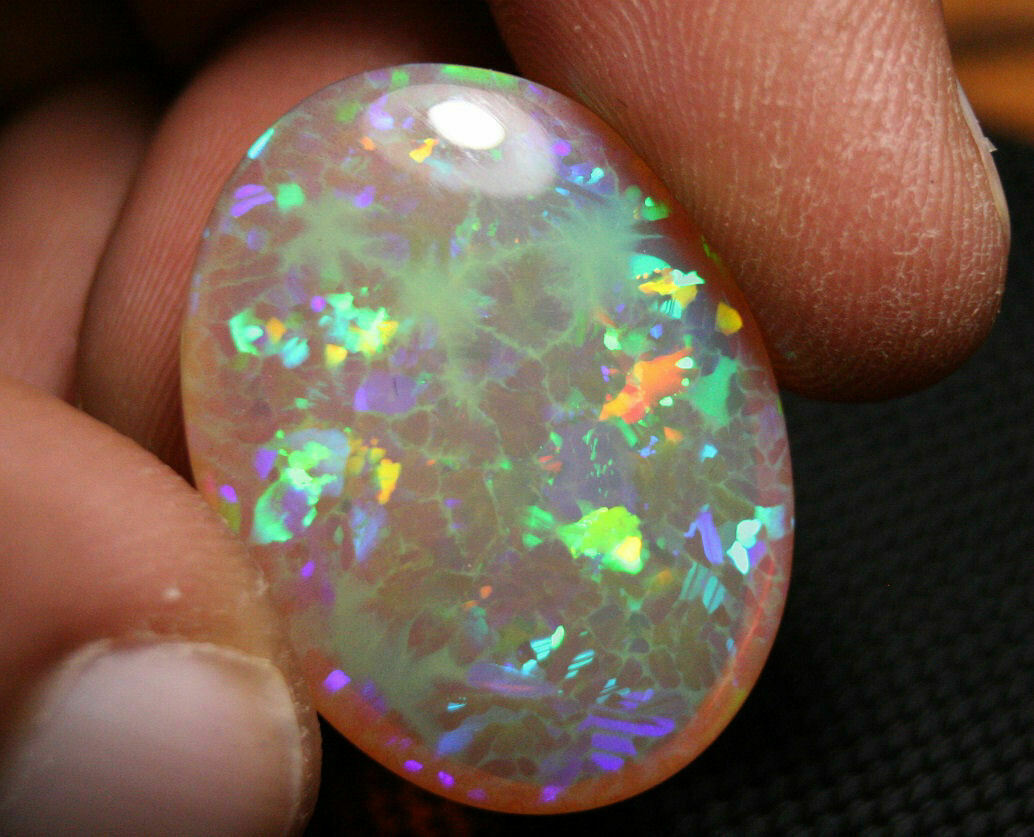 Welo Honey Opal Cabochon 32ct Psychedelic Blaze Natural Opal Ethiopia See Video