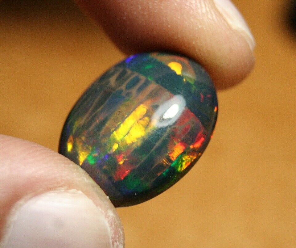 17.2ct Welo Black Opal Cabochon Rare Beetle Back Flash AAAA Opal See Video