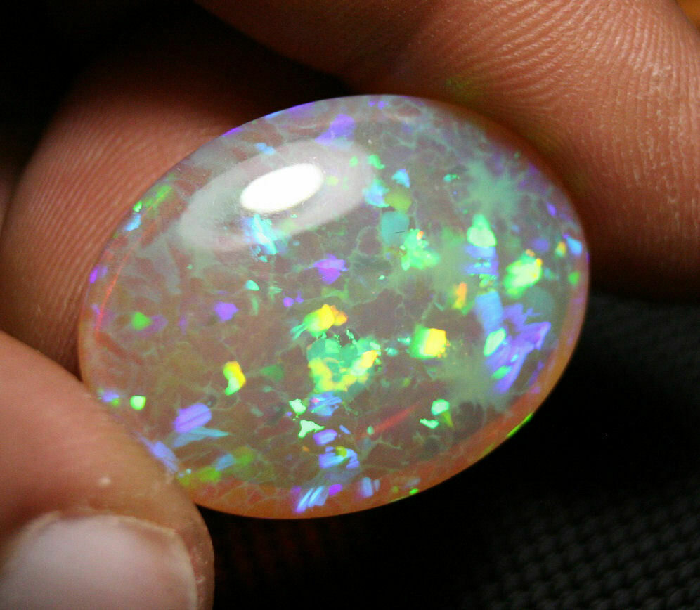 Welo Honey Opal Cabochon 32ct Psychedelic Blaze Natural Opal Ethiopia See Video