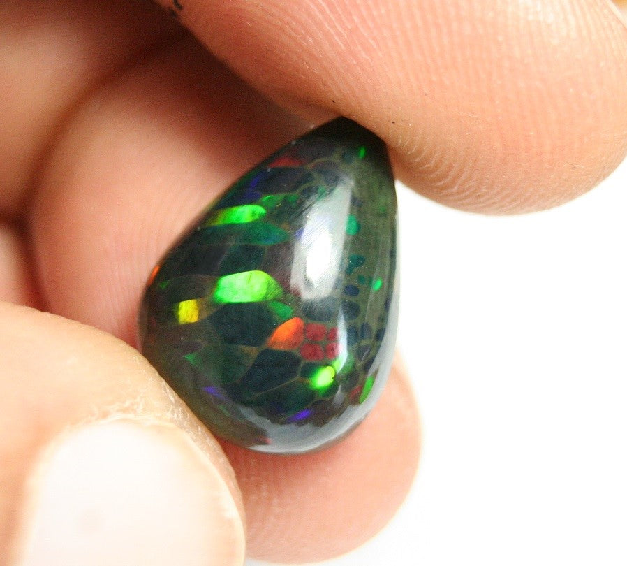 7.6ct Welo Black Opal Cabochon Stretched Honeycomb Natural Ethiopian Opal Video