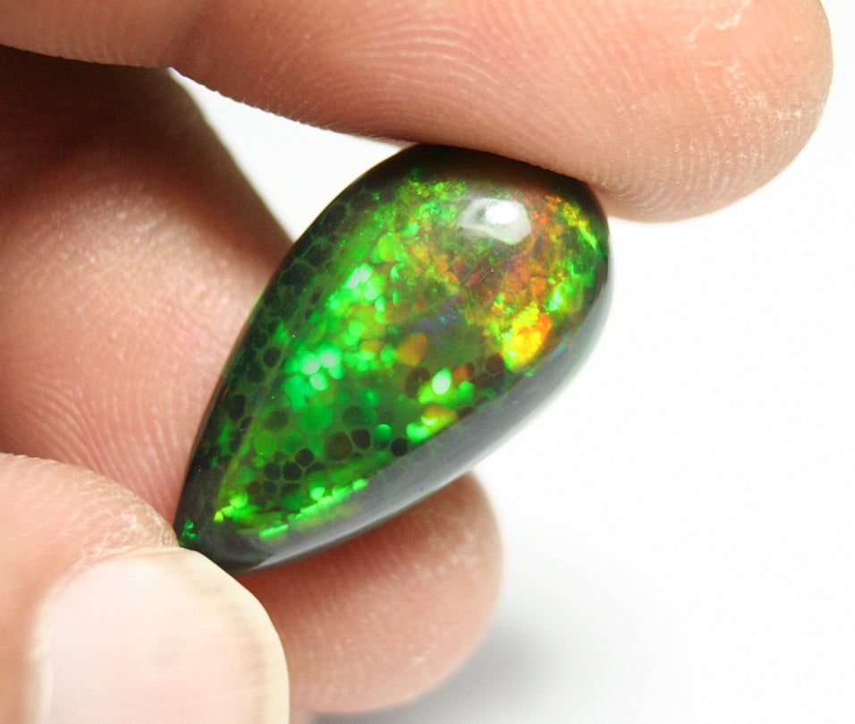 12.7ct Welo Black Opal Cabochon Honeycomb Blaze AAA Natural Opal Ethiopia Video